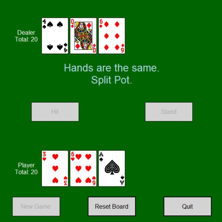 Mid-game of Blackjack
